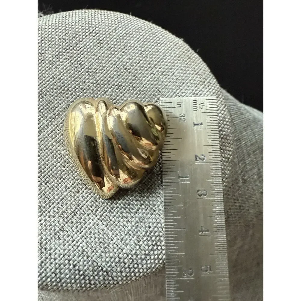 Vintage Gold Tone Puffed Brooch Modernist Deco Art To Wear Lapel Scarf Pin